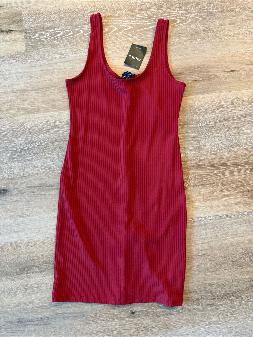 Ribbed Tank Midi Dress in Wine Red